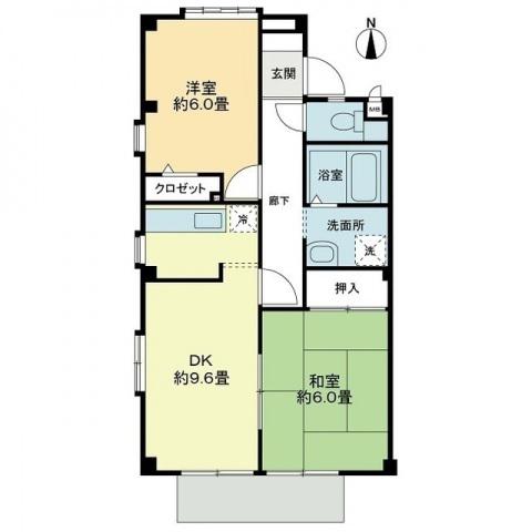 フォブール梶尾 A棟(2DK/2階)の間取り写真