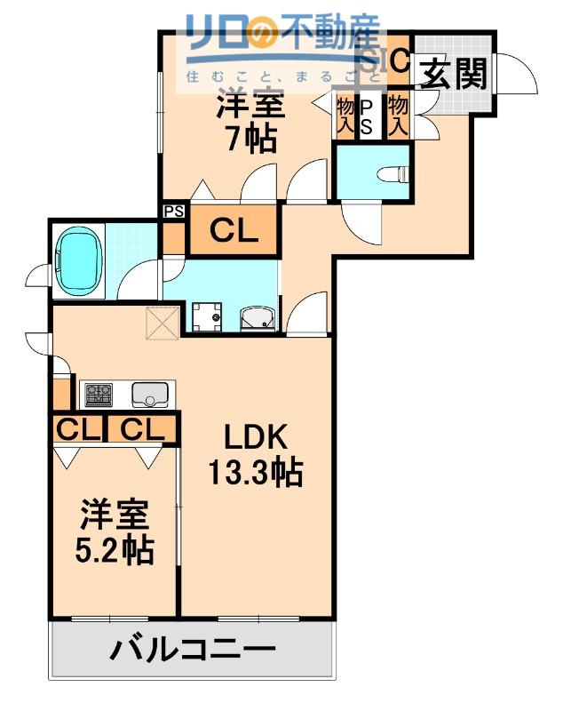 SHAMAISON MONTE VILLA(2LDK/3階)の間取り写真