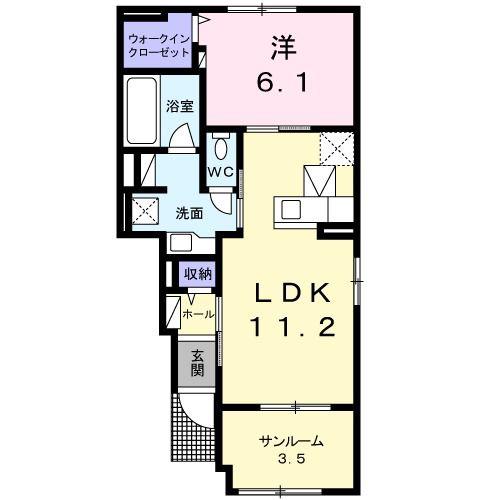 メビウス(1LDK/1階)の間取り写真