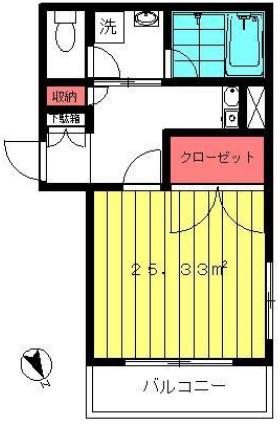 フォルトゥーナ目黒(1K/2階)の間取り写真