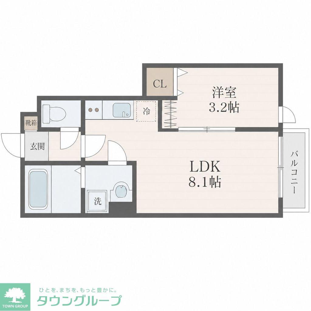 根岸町AP A棟(1LDK/1階)の間取り写真
