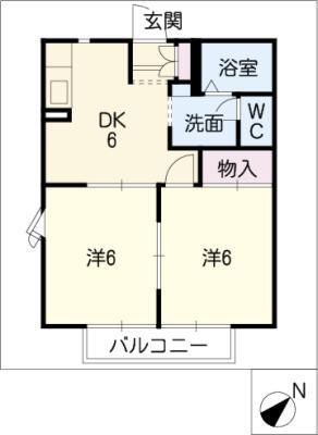 ニューアゼリア I(2DK/2階)の間取り写真