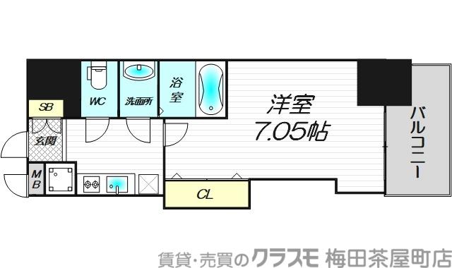 LUXE天神橋(1K/10階)の間取り写真