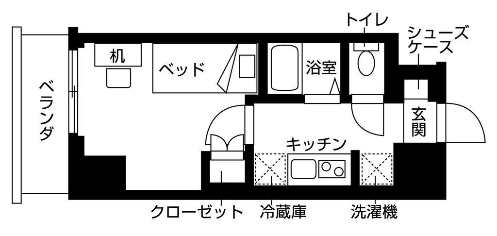 バウスクロス東海大学前(1K/4階)の間取り写真