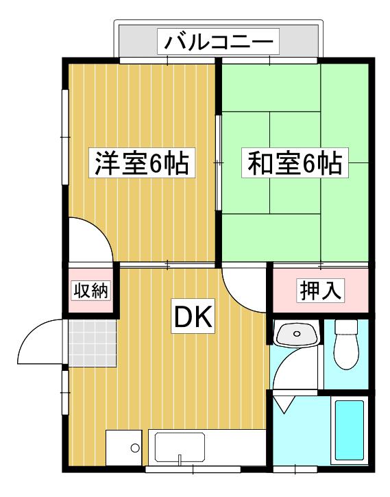 コーポ本城(2DK/2階)の間取り写真