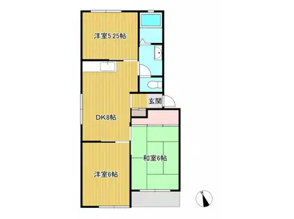 KSハウスA棟(3DK/1階)の間取り写真