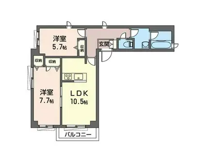 GRAND ESTACION(2LDK/2階)の間取り写真
