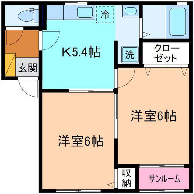 モンテローザ(2K/1階)の間取り写真