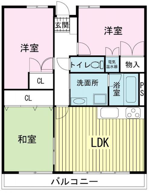 コーポしろかね(3LDK/2階)の間取り写真