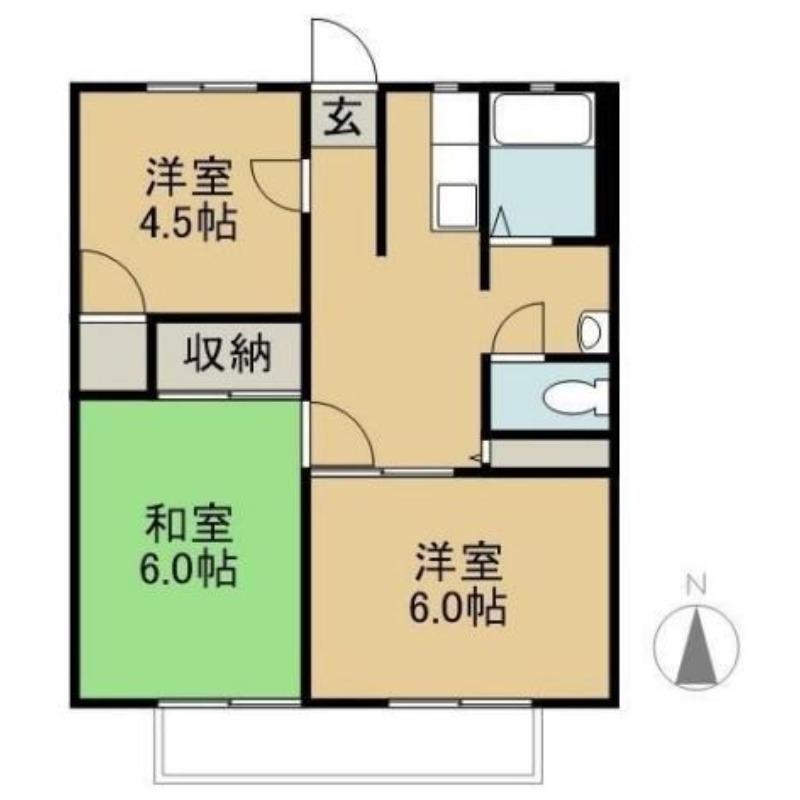 城之内マンション B(3K/1階)の間取り写真