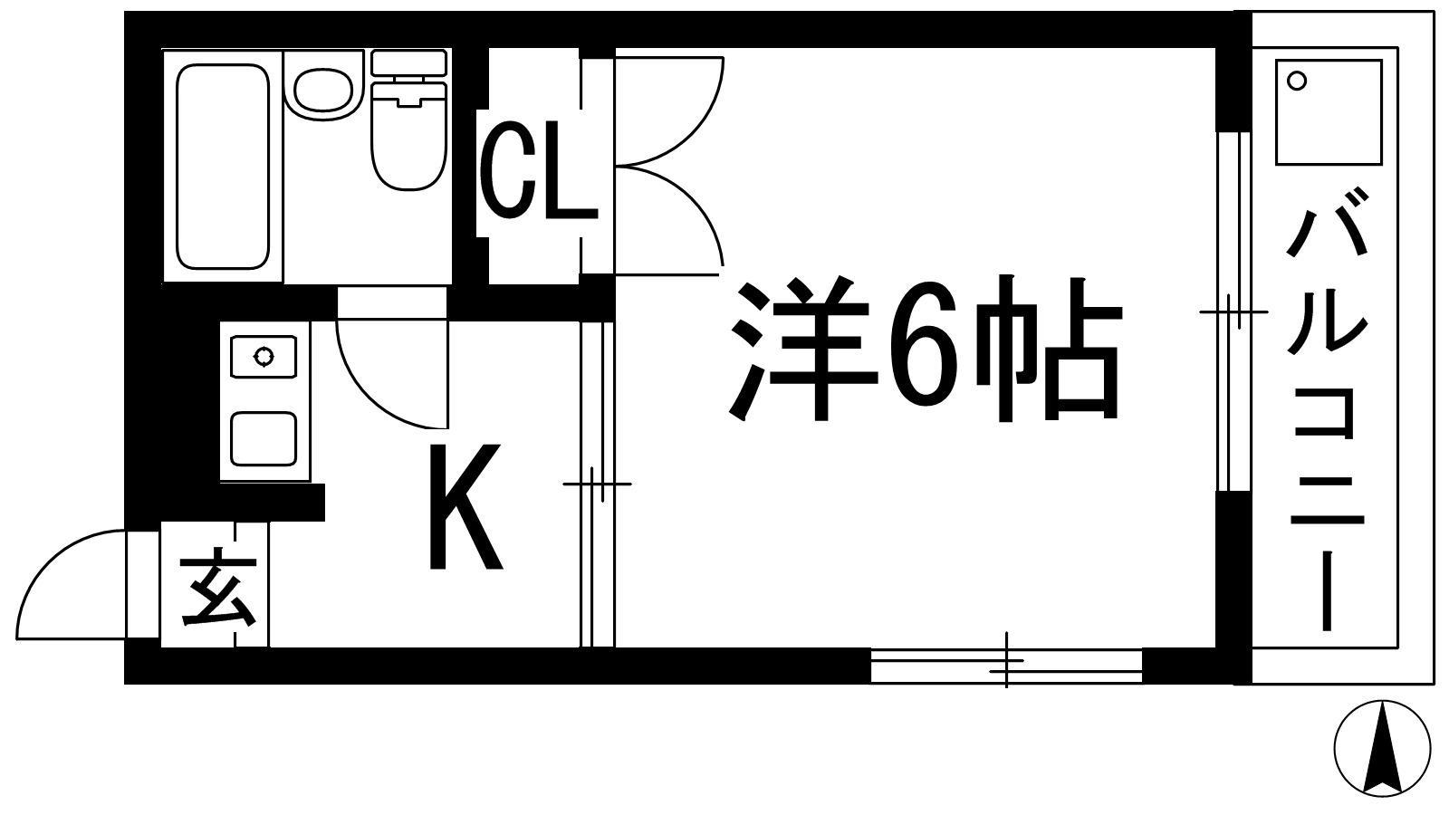 トマトハイツ(1K/4階)の間取り写真