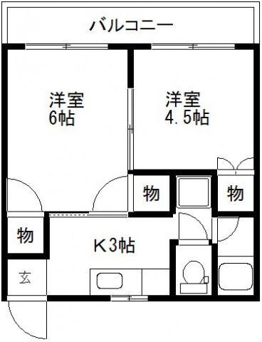 桂マンションI(2K/1階)の間取り写真