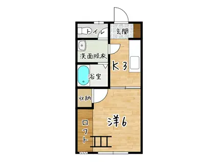 ビューパレールナ(1K/1階)の間取り写真