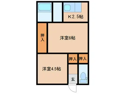 ハウス東三条井口(2K/2階)の間取り写真