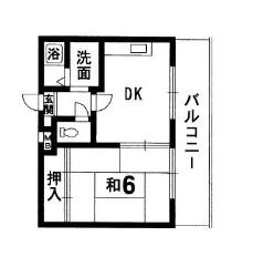 茜六番館(1DK/4階)の間取り写真