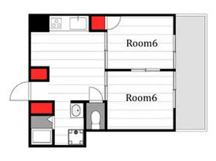 ハイツ岡本(2DK/5階)の間取り写真