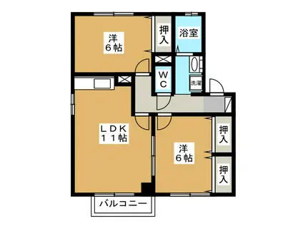 リヴィエールB(2LDK/2階)の間取り写真