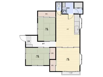 東部台アパート(3DK/2階)の間取り写真