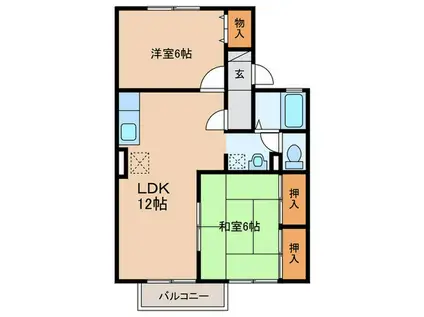 セジュールコンフォールU(2LDK/2階)の間取り写真