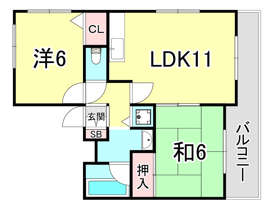 ゲイナーズヒルウエスト(2LDK/1階)の間取り写真