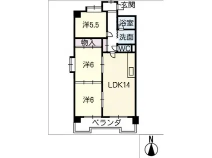 ロイヤル(3LDK/4階)の間取り写真