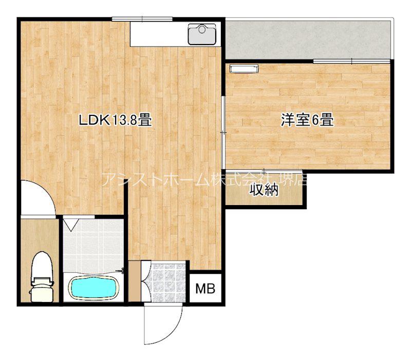 メゾン・ドゥ・メール東湊(1LDK/4階)の間取り写真