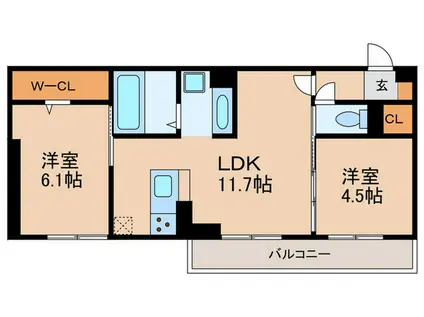 プレミエール大保(2LDK/1階)の間取り写真