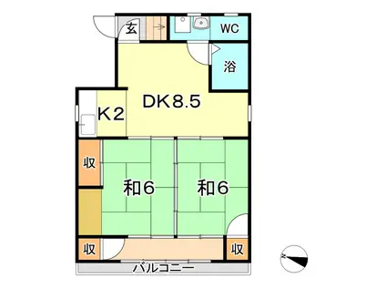 綱島マンション(2DK/3階)の間取り写真