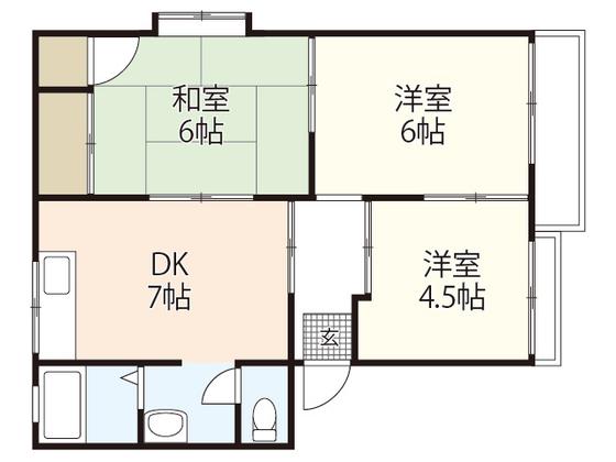 高崎ハイツD棟(3DK/2階)の間取り写真