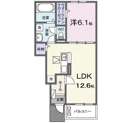 エヴァ グリーン ヴィラII(1LDK/1階)の間取り写真