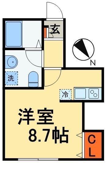 クレセント新検見川(1K/1階)の間取り写真