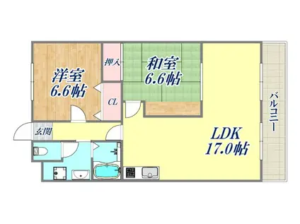 グランドメゾン昆陽(3LDK/2階)の間取り写真