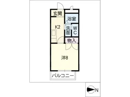 ラビットストリート(1K/2階)の間取り写真