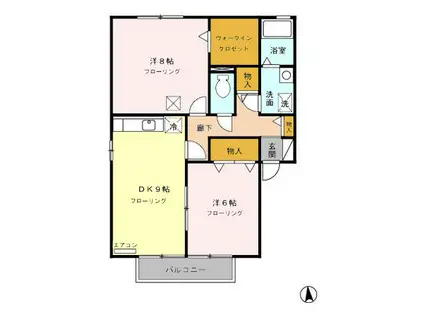 プロミネンスヴィラ(2DK/1階)の間取り写真