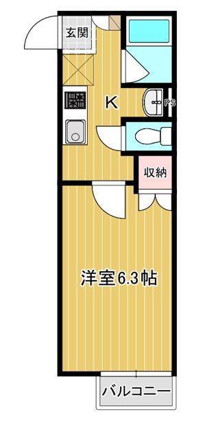 PLUME木更津(1K/2階)の間取り写真
