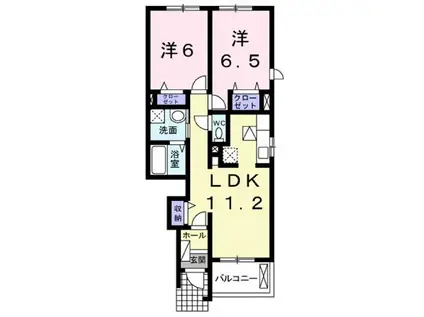 ジェンティーレ(2LDK/1階)の間取り写真
