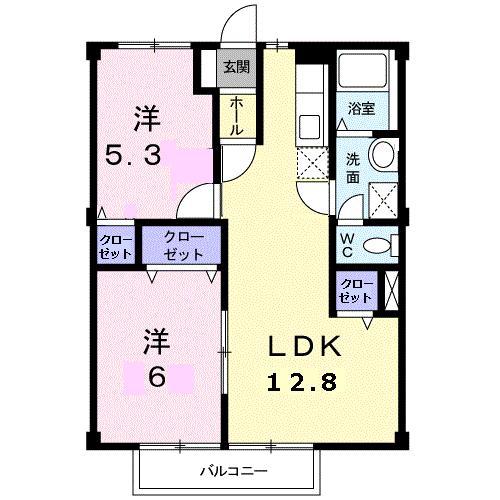 エクセルコート(2LDK/2階)の間取り写真