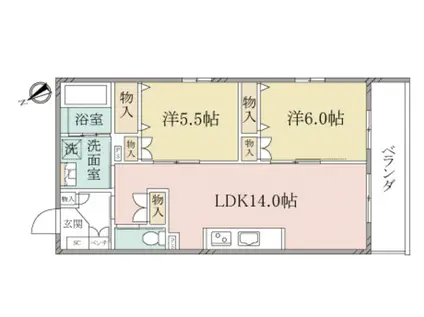 ヘーベルヴィレッジ橋本グランビレッジ橋本(2LDK/2階)の間取り写真