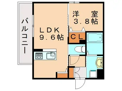 フェリス横浜(1LDK/2階)の間取り写真