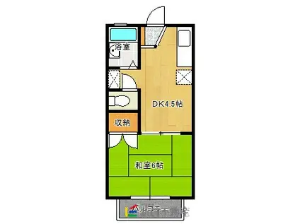 ノーブルヨコオC棟(1DK/1階)の間取り写真