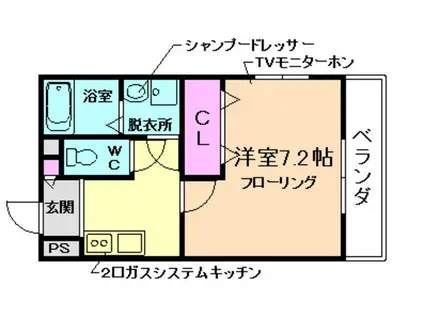 レジデンス蛍池(1K/1階)の間取り写真