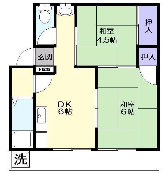 東山ハイツ(2DK/1階)の間取り写真