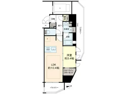 ソルティア橋本(1LDK/11階)の間取り写真