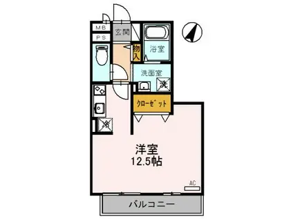 セジュール オオニシ 野洲市栄(ワンルーム/3階)の間取り写真