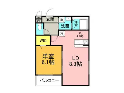 グランメゾンゆずり葉I番館(1LDK/2階)の間取り写真