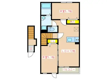 ラピュータ(2LDK/2階)の間取り写真