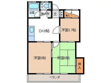 第五田代コーポ(3DK/2階)の間取り写真