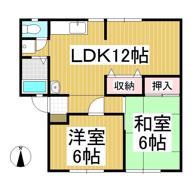 西沢アパートA(2LDK/2階)の間取り写真