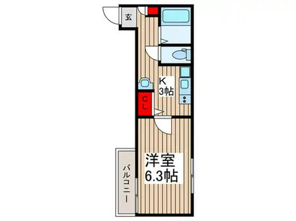 MELDIA南浦和II(1K/1階)の間取り写真