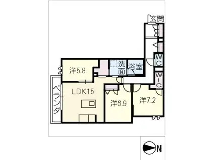 シャーメゾンウィンクス(3LDK/2階)の間取り写真
